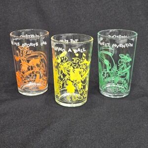 Flintstones Glasses Fred Barney Pebbles Bamm Wilma Orange Yellow Green Cartoon